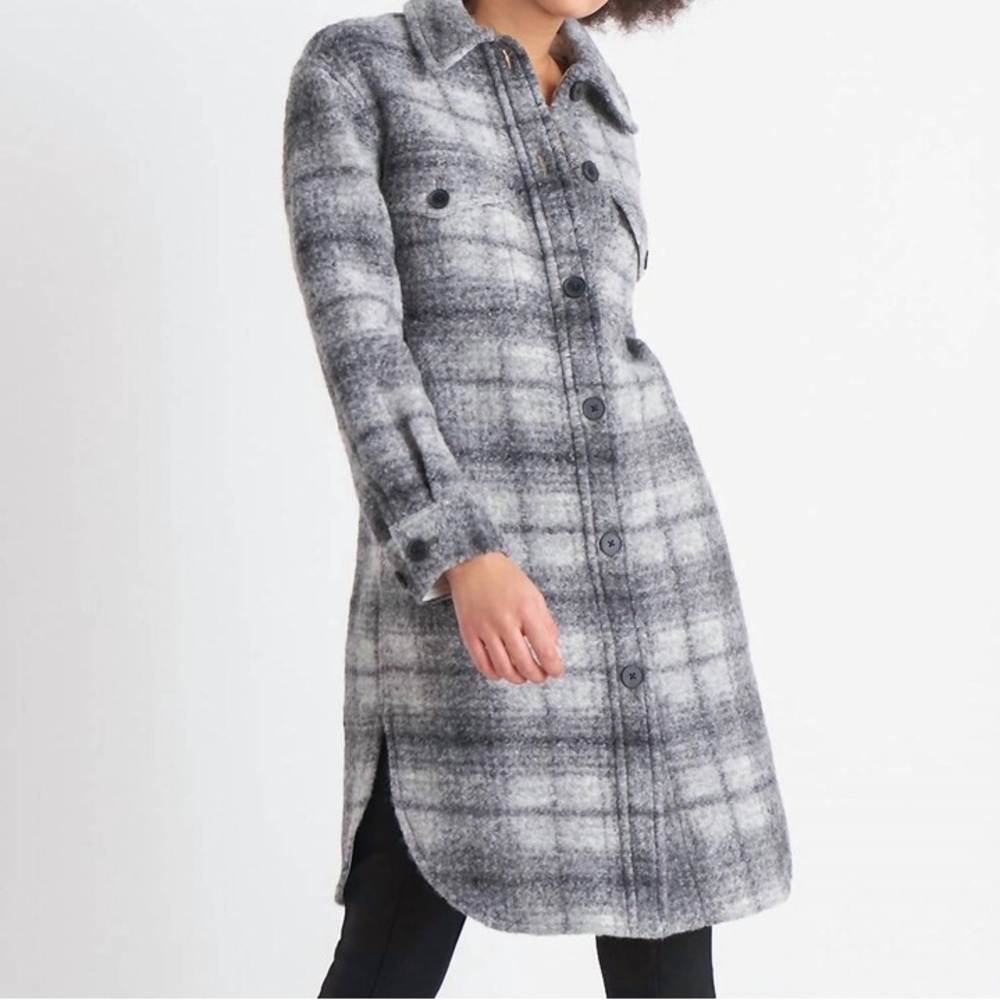 NWT DEX Grey plaid coat, Size XL petite
